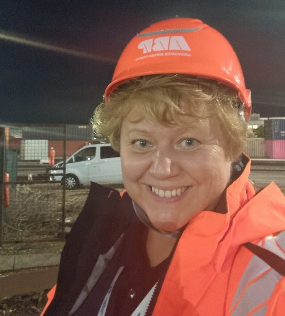 Marie Chandler on site at ABP Southampton in high vis